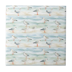 Coastal Sandpiper Shoreline Pattern (6) Tile