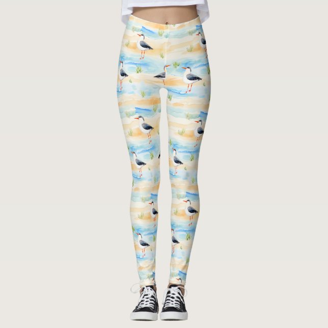 Coastal Sandpiper Shoreline Pattern (7) Leggings (Front)