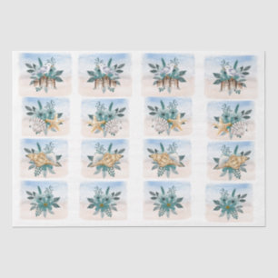 Coastal Sandpipers Flowers Seashells Decoupage Tissue Paper