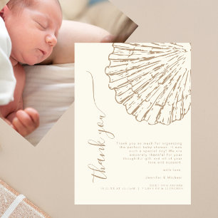 Coastal Sandy Beige Baby Shower Photo Thank You  Card