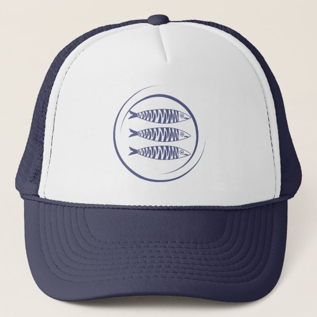 Coastal Sardine Fish Art Trucker Hat (Front)
