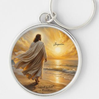 Coastal Scene Christ Walking Along The Shoreline Key Ring