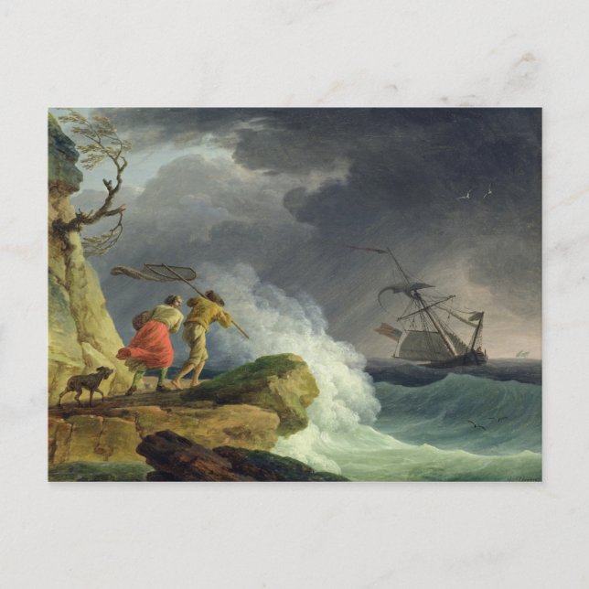 Coastal Scene in a Storm, 1782 Postcard (Front)