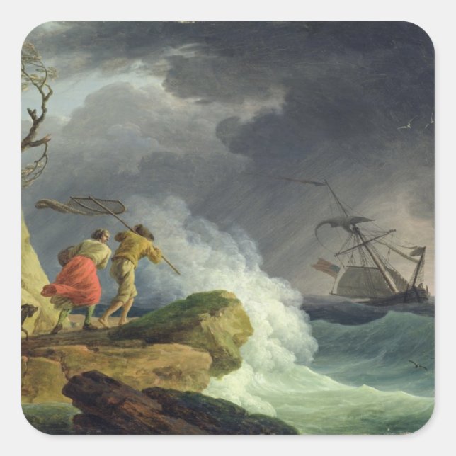 Coastal Scene in a Storm, 1782 Square Sticker (Front)