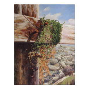Coastal Scene with Weathered Wood. Poster