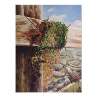 Coastal Scene with Weathered Wood. Poster