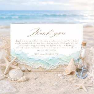 Coastal Sea Beach Bridal Shower Thank You Card