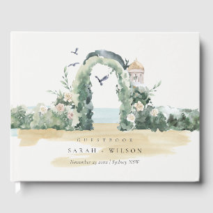 Coastal Sea Beach Floral Arch Botanical Wedding Guest Book