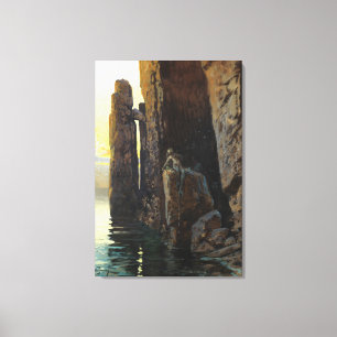 Coastal Sea Mermaid Girl Bare & Lurking Desires Canvas Print