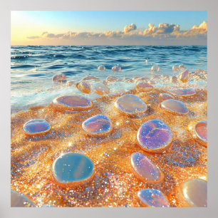 🌊 Coastal Sea Shore Sand Pebbles Calm Nature Poster