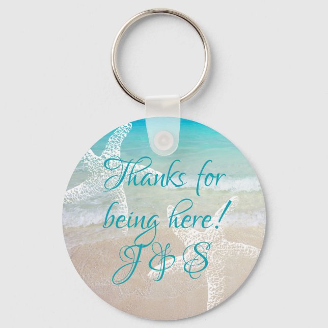 Coastal Sea Stars Thank You Guests Favour Key Ring (Front)