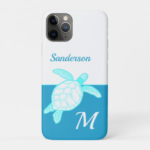 Coastal Sea Turtle  Blue Teal White  Case-Mate iPhone Case