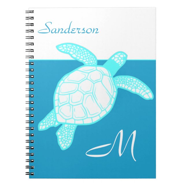 Coastal Sea Turtle  Blue Teal White  Notebook (Front)