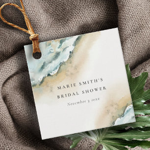 Coastal Sea Wave Sand Beach Nautical Bridal Shower Favour Tags