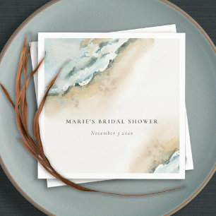 Coastal Sea Wave Sand Beach Nautical Bridal Shower Napkin