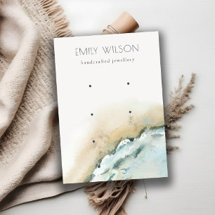 Coastal Sea Waves Sand Beach 3 Earring Display Business Card