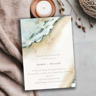 Coastal Sea Waves Sand Beach Couples Shower Invitation