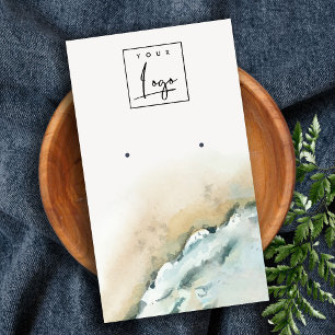 Coastal Sea Waves Sand Beach Earring Display Business Card