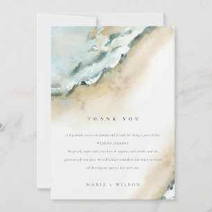 Coastal Sea Waves Sand Beach Nautical Wedding Thank You Card