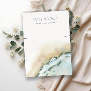 Coastal Sea Waves Sand Beach Necklace Display Business Card