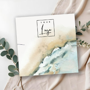 Coastal Sea Waves Sand Beach Necklace Display Square Business Card