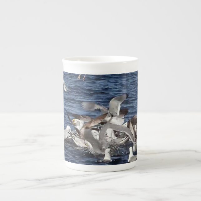 Coastal Seabirds Foraging Sand Eels Ocean Wildlife Bone China Mug (Front)