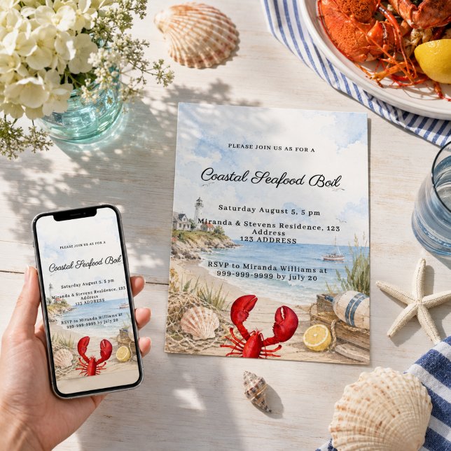 Coastal Seafood Boil party Invitation (Creator Uploaded)