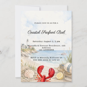 Coastal Seafood Boil party Invitation
