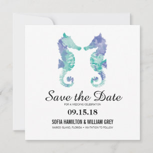 Coastal Seahorse Watercolor Save the Date