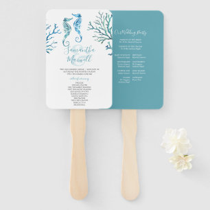 Coastal Seahorse Wedding Program Fan