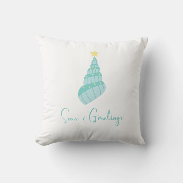 Coastal Seas and Greetings Shell Cushion (Front)