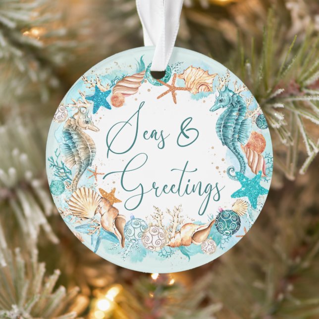Coastal SEAS & GREETINGS Seahorse Shells Ornament (Tree)