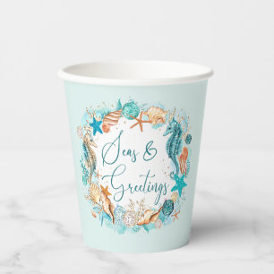 Coastal SEAS & GREETINGS Seahorse Shells Paper Cups