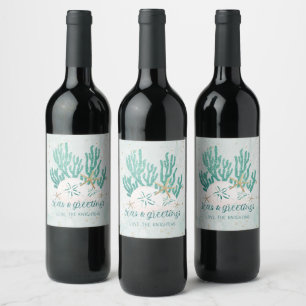Coastal SEAS & Greetings Turquoise Glitter Wine Label