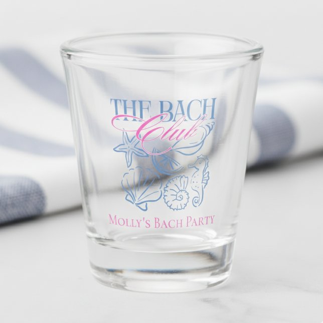 Coastal Seashell Bachelorette Bridemaid Shot Glass (Cheers to the bride-to-be with this Coastal “Bach Club” Bachelorette Shot Glass!)