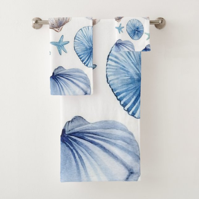 Coastal Seashell Bath Towel Set (Insitu)