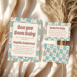 Coastal Seashell Beach Baby Shower Books for Baby Enclosure Card