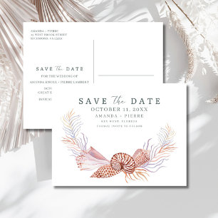 Coastal Seashell Beach Wedding Save the Date Announcement Postcard