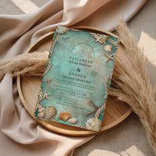 Coastal Seashell Botanical Wedding Invitation