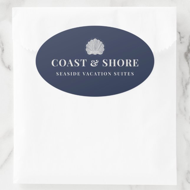 Coastal Seashell Brand Logo Oval Sticker (Bag)
