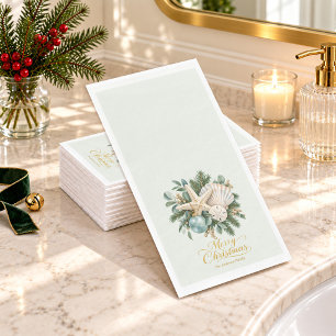 Coastal Seashell Christmas Napkin