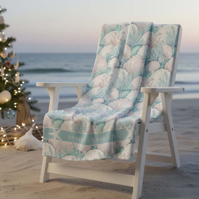 Coastal Seashell & Coral Pattern#3 ID1009 Fleece Blanket (Creator Uploaded)