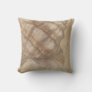 Coastal Seashell Design, Sand Colour Beach Theme Cushion
