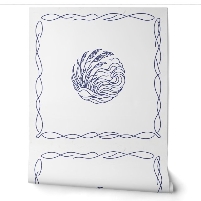 Coastal Seashell Line Art Wallpaper (Unrolling)