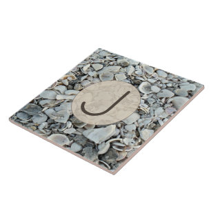 Coastal Seashell Monogram  Tile