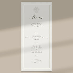 Coastal Seashell Nautical Formal Ecru Wedding Menu