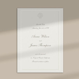Coastal Seashell Nautical Formal Ecru Wedding Save The Date