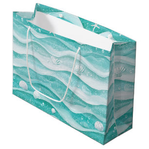Coastal Seashell Ocean Wave Pattern Large Gift Bag