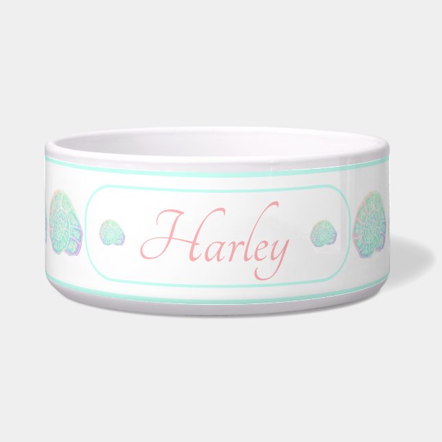 Coastal Seashell Personalised Pet Bowl (Front)