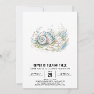 Coastal Seashell Seashells Birthday Invitation